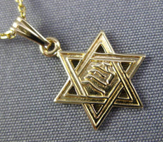 ESTATE 14KT YELLOW GOLD 3D HANDCRAFTED CLASSIC STAR OF DAVID ZION PENDANT #26160