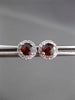 ESTATE .68CT DIAMOND & AAA EXTRA FACETED GARNET 14K WHITE GOLD HALO EARRINGS 6MM