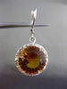 ESTATE LARGE 11.34CT DIAMOND & AAA CITRINE 14KT WHITE GOLD HALO HANGING EARRINGS
