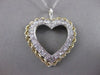 ESTATE DIAMOND 14KT WHITE & YELLOW GOLD ROPE FILIGREE OPEN HEART PENDANT #20123