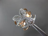 ESTATE LARGE .69CT DIAMOND 14KT WHITE & ROSE GOLD LEAF MULTI ROW FLOWER FUN RING