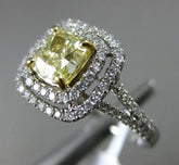 ESTATE 1.47CT WHITE & FANCY YELLOW DIAMOND 14K WHITE GOLD SQUARE ENGAGEMENT RING