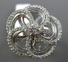 ESTATE MASSIVE 1.34CT ROUND DIAMOND 14K WHITE GOLD 3D OPEN FLOWER COCKTAIL RING