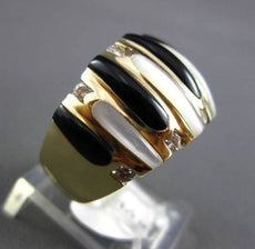 ESTATE LARGE 0.16CT DIAMOND 14KT YELLOW GOLD ONYX & MOTHER OF PEARL RING