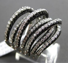 ESTATE LARGE 5.04CT DIAMOND 18K WHITE GOLD 3 DIMENSIONAL MULTI ROW COCKTAIL RING