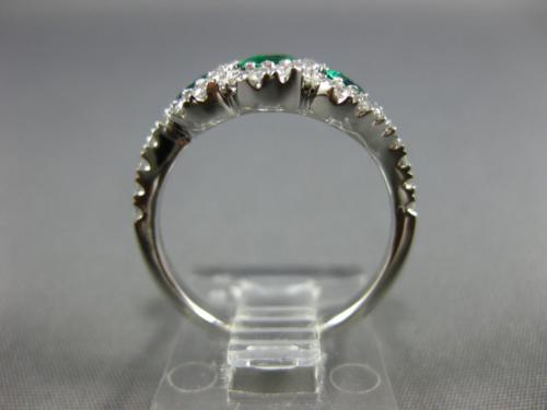 ESTATE 1.19CT DIAMOND & AAA EMERALD 18K WHITE GOLD 3D 3 STONE INFINITY LOVE RING