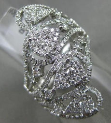 ESTATE LARGE .91CT DIAMOND 18KT WHITE GOLD 3D PAVE PEAR SHAPE HALO COCKTAIL RING