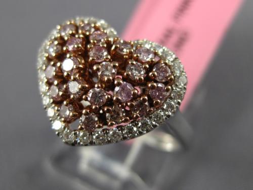 18K White and Rose Gold Natural Pink and White Diamond Ring