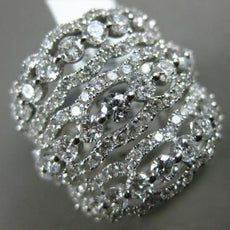 ESTATE EXTRA LARGE 3.75CT DIAMOND 18KT WHITE GOLD MULTI ROW ETOILE COCKTAIL RING