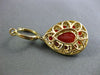 ESTATE .92CT DIAMOND & RED AGATE 14KT YELLOW GOLD 3D FILIGREE HANGING EARRINGS
