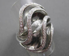 ESTATE MASSIVE 1.08CT DIAMOND 18KT WHITE GOLD 3D MULTI ROW COCKTAIL FUN RING