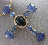ANTIQUE LARGE 7.30CT DIAMOND MULTI COLOR SAPPHIRE 14K ROSE GOLD 3D CROSS PENDANT