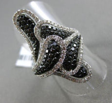ESTATE MASSIVE 3.13CT WHITE & BLACK DIAMOND 14K WHITE GOLD MULTI LEAF FANCY RING