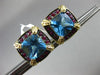 ESTATE LARGE 6.36CT BLUE TOPAZ & RUBY 14KT YELLOW GOLD FILIGREE CLIP ON EARRINGS