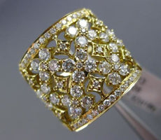 ESTATE LARGE 1.92CT DIAMOND 18KT YELLOW GOLD OPEN FILIGREE FLOWER COCKTAIL RING