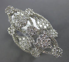 ESTATE MASSIVE 1.48CT DIAMOND 18KT WHITE GOLD 3D MULTI FLOWER OPEN COCKTAIL RING