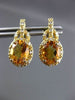 ESTATE LARGE 2.32CT DIAMOND & AAA CITRINE 14KT YELLOW GOLD OVAL HANGING EARRINGS
