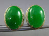 ANTIQUE LARGE CHALCEDONY 14KT YELLOW GOLD GREEK KEY OVAL CLIP ON EARRINGS #25341