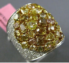 ESTATE MASSIVE 8.43CT WHITE & INTENSE DIAMOND 18KT TWO TONE GOLD COCKTAIL RING