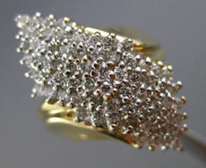 ESTATE LARGE 1.36CT DIAMOND 14KT WHITE & YELLOW GOLD 3D COCKTAIL RING #7368