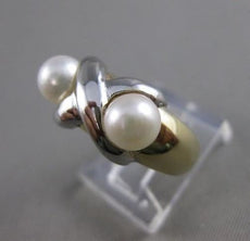 ESTATE 6MM AKOYA SEA PEARL 14K GOLD MODERNIST X-O CROSSOVER COCKTAIL RING #21396