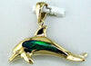 ESTATE AAA OPAL 14KT YELLOW GOLD 3D HAPPY DOLPHIN FUN FLOATING PENDANT