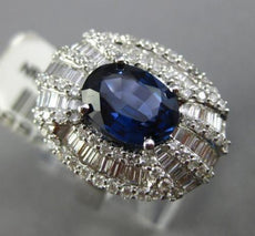 ESTATE LARGE 4.39CT DIAMOND & AAA SAPPHIRE 18K WHITE GOLD 3D FANCY COCKTAIL RING