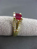 ESTATE 1.59CT DIAMOND & EXTRA FACET RUBY 18K YELLOW GOLD TENSION ENGAGEMENT RING