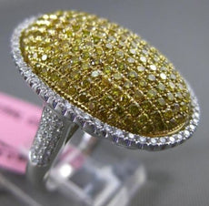 ESTATE EXTRA LARGE 2.11CT WHITE & YELLOW DIAMOND 18K TWO TONE GOLD COCKTAIL RING