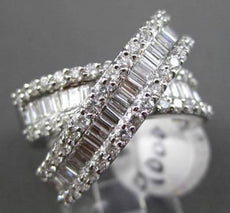 ANTIQUE WIDE 2.54CT DIAMOND 14KT WHITE GOLD CROSS OVER BAND COCKTAIL RING