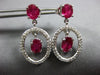 ESTATE LARGE 2.13CT DIAMOND & AAA RUBY 14KT WHITE GOLD 3D OVAL HANGING EARRINGS