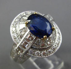 LARGE CERTIFIED 7.28CT DIAMOND & SAPPHIRE NON HEATED PLATINUM OVAL COCKTAIL RING