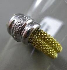 ESTATE WIDE .12CT DIAMOND 18KT WHITE & YELLOW GOLD 3D MESH COCKTAIL RING #7856