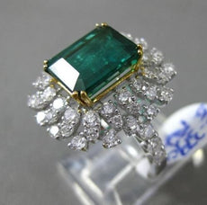 ESTATE LARGE 5.61CT DIAMOND & EMERALD 18KT TWO TONE GOLD ETERNITY COCKTAIL RING