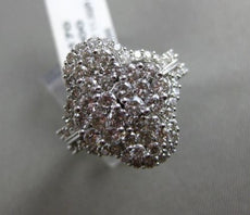 ESTATE LARGE 2.0CT DIAMOND 14KT WHITE GOLD 3D MUTI FLOWER HALO COCKTAIL RING