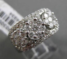 ESTATE WIDE 1.39CT DIAMOND 18KT WHITE GOLD HALO CLUSTER FUN COCKTAIL RING