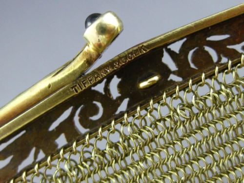 Tiffany & Co. Gold Lame Fabric Evening Purse with 14k Gold Trim