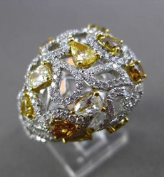 ESTATE LARGE 3.02CT FANCY COLOR DIAMOND 18KT TWO TONE GOLD ETOILE COCKTAIL RING