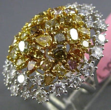 ESTATE MASSIVE 6.03CT WHITE & INTENSE MULTI COLOR DIAMOND 18KT 2 TONE GOLD RING