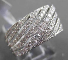 ESTATE 1.0CT DIAMOND 14KT WHITE GOLD MULTI ROW CURVE ANNIVERSARY COCKTAIL RING