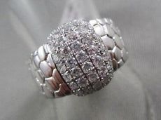 ANTIQUE WIDE .80CT ROUND DIAMONDS 14K WHITE GOLD HANDCRAFTED BRICK COCKTAIL RING