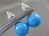 ESTATE LARGE .55CT DIAMOND & AAA TURQUOISE 14K WHITE GOLD DOUBLE SIDED EARRINGS