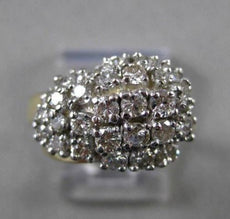 ESTATE .70CT DIAMOND 14KT WHITE & YELLOW GOLD CLUSTER COCKTAIL FUN RING #23746