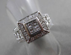 ESTATE LARGE .80CT DIAMOND 18KT WHITE GOLD INVISIBLE SQUARE COCKTAIL RING #21139