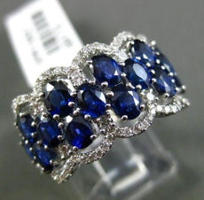 ESTATE WIDE 4.57CT DIAMOND & EXTRA FACET SAPPHIRE 18KT WHITE GOLD COCKTAIL RING