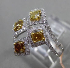ESTATE LARGE 1.21CT FANCY COLOR DIAMOND 18KT TWO TONE GOLD ETOILE COCKTAIL RING