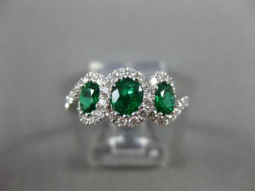 ESTATE 1.19CT DIAMOND & AAA EMERALD 18K WHITE GOLD 3D 3 STONE INFINITY LOVE RING