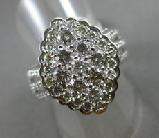 ESTATE LARGE 2CT DIAMOND 14K WHITE GOLD CLUSTER OPEN HALO FILIGREE COCKTAIL RING