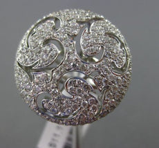 ESTATE LARGE 1.55CT DIAMOND 18KT WHITE GOLD OPEN FILIGREE CIRCULAR COCKTAIL RING