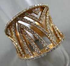 ESTATE LARGE 1.01CT DIAMOND 18KT ROSE GOLD MULTI ROW OPEN FILIGREE COCKTAIL RING